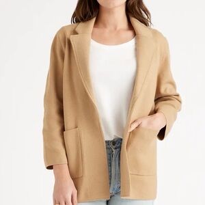 Quince 100% Organic Cotton Knit Blazer in Camel